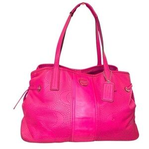 ▶️ COACH ◀️ Pink All Over C’s Double Strap Medium Large Shoulder Purse  (F21938)